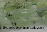 CTR136 15.5 inches 10*30mm faceted teardrop green rutilated quartz beads