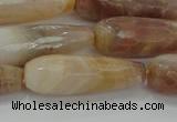 CTR141 15.5 inches 10*30mm faceted teardrop yellow agate beads