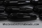 CTR145 15.5 inches 10*30mm faceted teardrop black agate beads