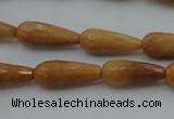 CTR21 15.5 inches 8*20mm faceted teardrop yellow jade beads