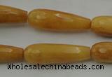 CTR33 15.5 inches 10*30mm faceted teardrop yellow jade beads