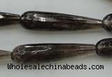 CTR42 15.5 inches 10*40mm faceted teardrop smoky quartz beads