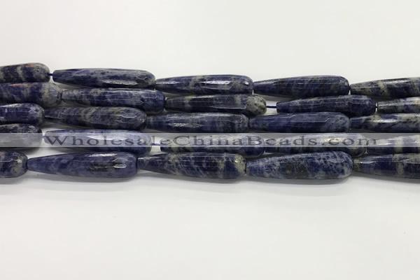 CTR47 15.5 inches 10*40mm faceted teardrop sodalite gemstone beads