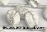 CTR673 Top drilled 10*14mm faceted briolette white howlite beads