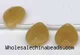 CTR694 Top drilled 12*16mm faceted briolette yellow aventurine beads