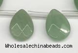 CTR696 Top drilled 12*16mm faceted briolette green aventurine beads