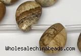 CTR699 Top drilled 12*16mm faceted briolette picture jasper beads