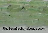 CTR72 15.5 inches 6*16mm faceted teardrop green rutilated quartz beads