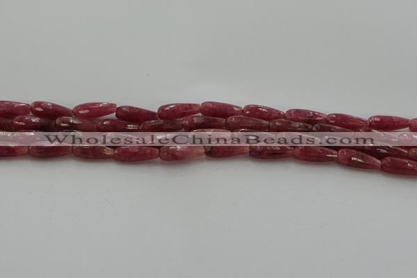 CTR86 15.5 inches 6*16mm faceted teardrop strawberry quartz beads