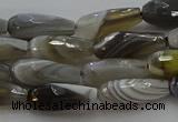 CTR87 15.5 inches 6*16mm faceted teardrop grey botswana agate beads