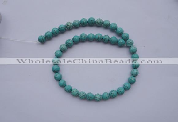 CTU12 15.5 inches 8mm faceted round blue turquoise beads Wholesale