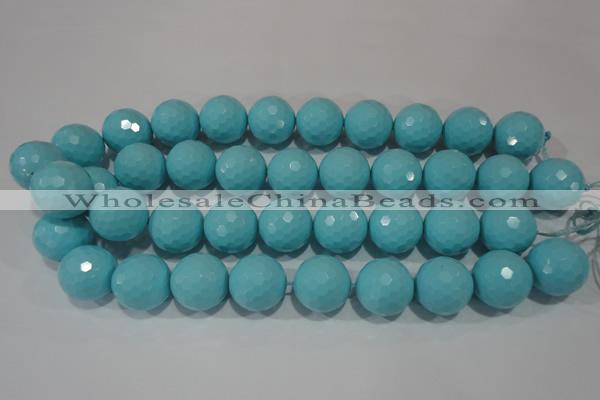 CTU1221 15.5 inches 6mm faceted round synthetic turquoise beads