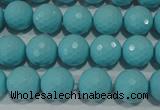 CTU1222 15.5 inches 8mm faceted round synthetic turquoise beads