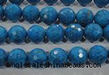 CTU1633 15.5 inches 10mm faceted round synthetic turquoise beads