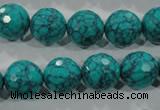 CTU1686 15.5 inches 14mm faceted round synthetic turquoise beads