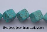 CTU18 15.5 inches 10*10mm cublc blue turquoise strand beads Wholesale