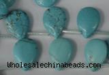 CTU1935 Top-drilled 13*18mm flat teardrop imitation turquoise beads