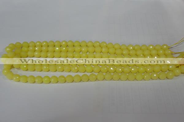 CTU2523 15.5 inches 4mm faceted round synthetic turquoise beads