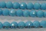 CTU2591 15.5 inches 6mm faceted round synthetic turquoise beads