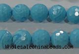 CTU2593 15.5 inches 10mm faceted round synthetic turquoise beads