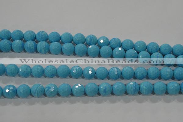 CTU2593 15.5 inches 10mm faceted round synthetic turquoise beads