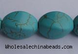 CTU28 15.5 inches 13*20mm twisted oval blue turquoise beads Wholesale