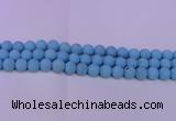 CTU2850 15.5 inches 4mm round matte turquoise beads