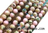 CTU3108 15 inches 6mm round gold vein howlite turquoise beads