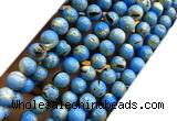 CTU3147 15 inches 6mm round gold vein howlite turquoise beads