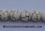 CTU36 15.5 inches 14mm round white turquoise strand beads Wholesale