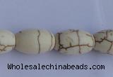 CTU38 15.5 inches 10*16mm rice shape white turquoise beads Wholesale