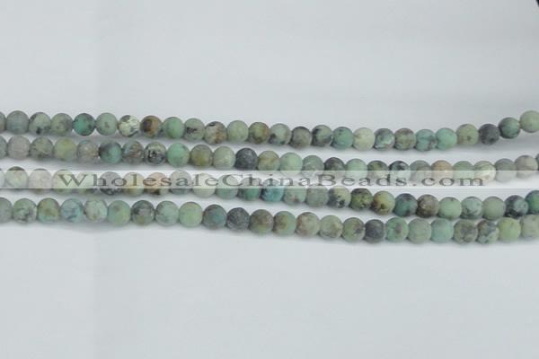 CTU563 15.5 inches 6mm round matte african turquoise beads