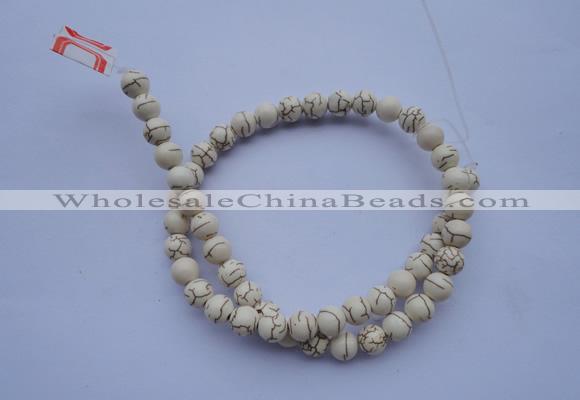 CTU67 15.5 inches 4mm round white turquoise strand beads Wholesale