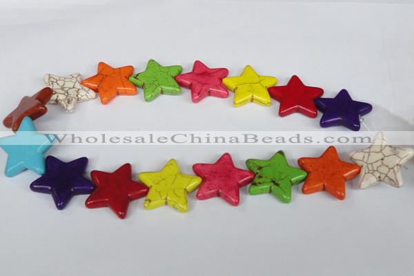 CTU728 15.5 inches 25*25mm star dyed turquoise beads wholesale