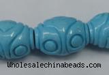 CTU886 15.5 inches 20*26mm carved rice dyed turquoise beads