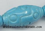 CTU887 15.5 inches 25*50mm carved rice dyed turquoise beads