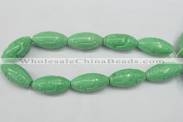 CTU889 15.5 inches 20*40mm carved rice dyed turquoise beads