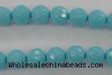 CTU913 15.5 inches 10mm faceted round synthetic turquoise beads