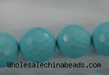 CTU915 15.5 inches 14mm faceted round synthetic turquoise beads