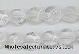 CTW01 15.5 inches 12mm twisted coin white crystal beads wholesale