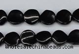 CTW03 15.5 inches 12mm twisted coin black agate beads wholesale