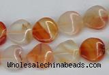 CTW05 15.5 inches 12mm twisted coin agate gemstone beads wholesale