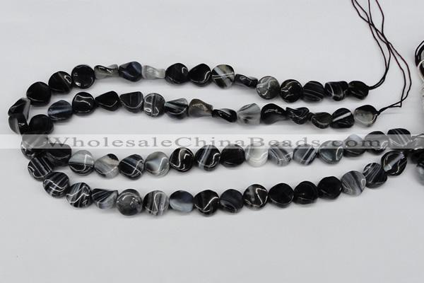 CTW09 15.5 inches 12mm twisted coin botswana agate beads wholesale