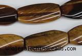 CTW103 15.5 inches 15*30mm twisted rectangle tiger eye beads