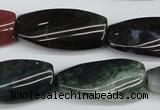 CTW105  15.5 inches 15*30mm twisted rectangle moss agate beads