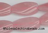 CTW106 15.5 inches 15*30mm twisted rectangle rose quartz beads