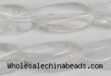 CTW110 15.5 inches 15*30mm twisted rectangle white crystal beads