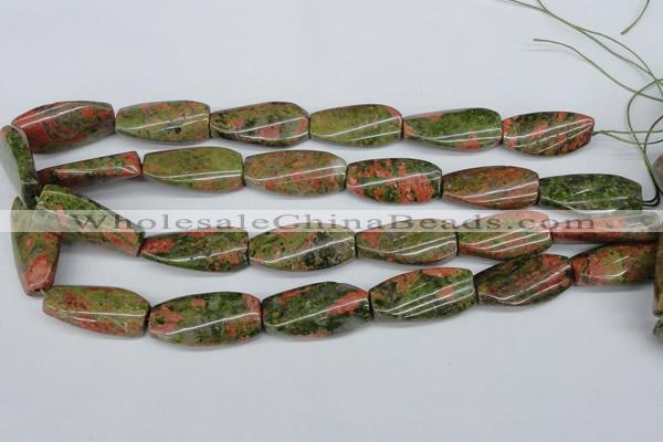 CTW120 15.5 inches 15*30mm twisted rectangle unakite gemstone beads