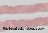 CTW133 15.5 inches 9*20mm twisted trihedron rose quartz beads