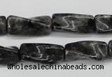 CTW135 15.5 inches 9*20mm twisted trihedron black labradorite beads